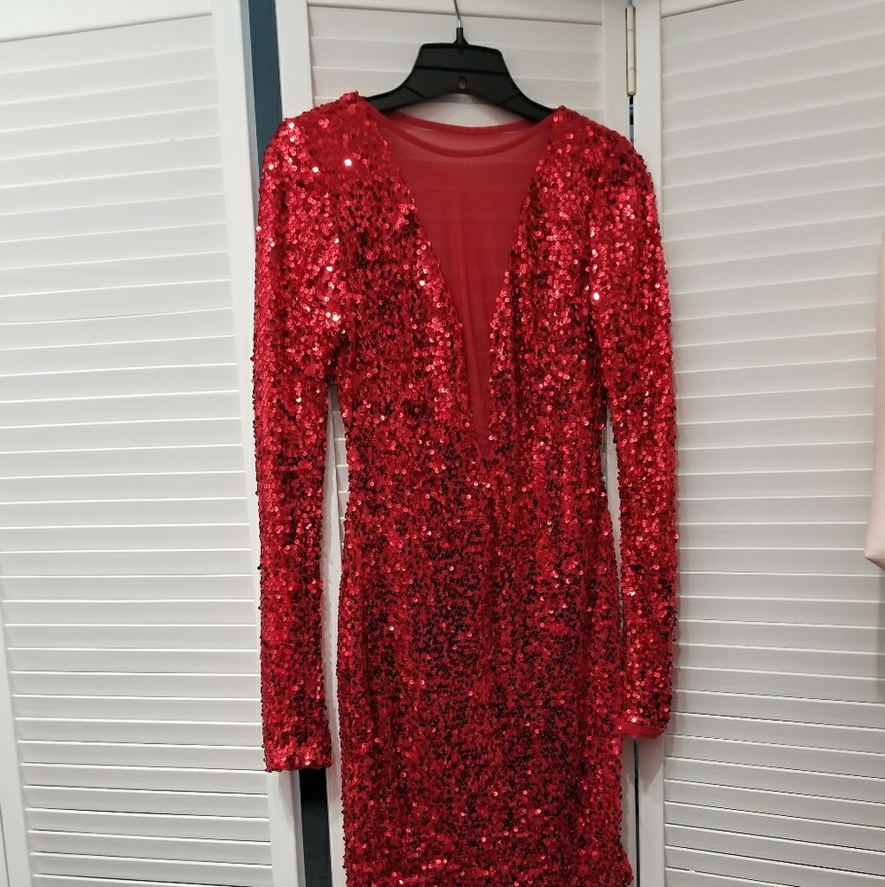 Red sequins dress